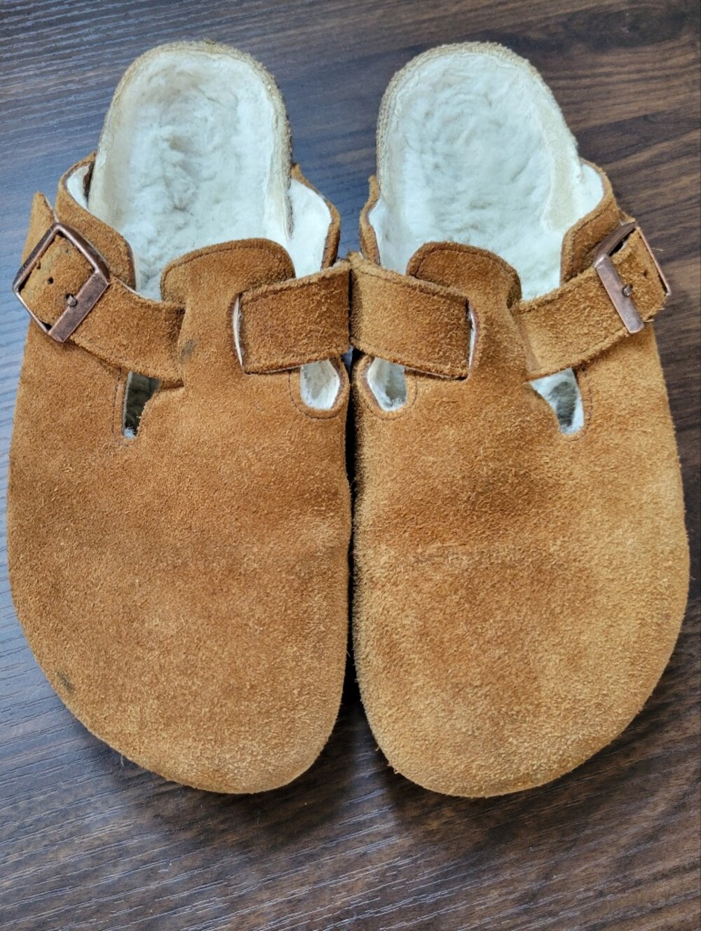 Birkenstock Shearling Seude Boston Clog Women Size 41 Comfort Relaxed Slip On - Picture 2 of 13
